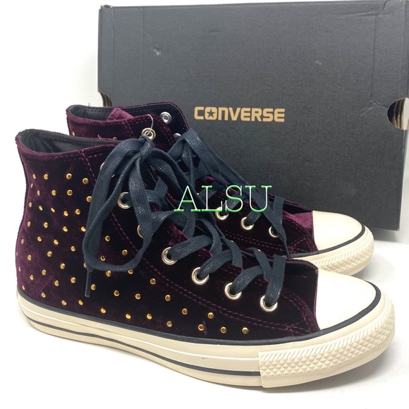 Converse Ctas High Top Velvet Dark Sangria Women’s - Picture 5 of 8